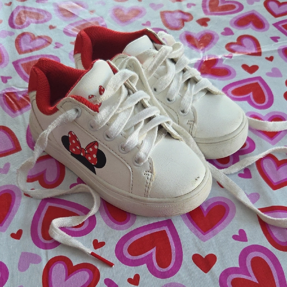 Disney White and Red Sneakers with Bow Accent